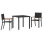 Preview: Garten Essgruppe 3 pcs Schwarz Poly Rattan