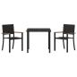 Preview: Garten Essgruppe 3 pcs Schwarz Poly Rattan