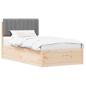 Preview: Bettgestell mit gepolstertem Kopfteil Hellgrau 100 x 200 cm