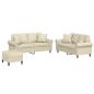 Preview: 3-tlg. Sofagarnitur mit Kissen Creme Kunstleder