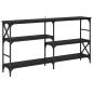 Preview: Konsolentisch mit Regal Schwarz Eichen-Optik 150 x 29 x 76.5 cm