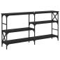 Preview: Konsolentisch mit Regal Schwarz Eichen-Optik 150 x 29 x 76.5 cm