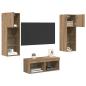 Preview: TV-Wandregale 4 pcs Schwarz Eichen-Optik 40 x 30 x 30 cm
