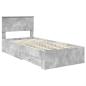 Preview: Bettrahmen Beton Grau und Silber 75 x 190 cm Holzwerkstoff