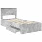 Preview: Bettrahmen Beton Grau und Silber 75 x 190 cm Holzwerkstoff