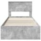 Preview: Bettrahmen Beton Grau und Silber 75 x 190 cm Holzwerkstoff