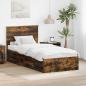 Preview: ARDEBO.de - Bettrahmen Rauchige Eiche und Silber 75 x 190 cm Holzwerkstoff