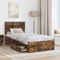 Preview: Bettrahmen Rauchige Eiche und Silber 75 x 190 cm Holzwerkstoff