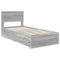 Preview: Bettrahmen Graue Sonoma und Silber 75 x 190 cm Holzwerkstoff