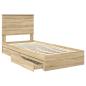 Preview: Bettrahmen mit Kopfteil Sonoma-Eiche 90 x 200 cm Holzwerkstoff