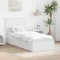 Preview: ARDEBO.de - Bettrahmen mit Schubladen Weiß 75 x 190 cm Holzwerkstoff