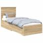 Preview: Bettrahmen Sonoma Eiche und Silber 75 x 190 cm Holzwerkstoff
