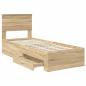 Preview: Bettrahmen Sonoma Eiche und Silber 75 x 190 cm Holzwerkstoff