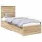 Preview: Bettrahmen Sonoma Eiche und Silber 75 x 190 cm Holzwerkstoff