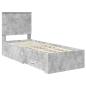 Preview: Bettrahmen Beton Grau und Silber 75 x 190 cm Holzwerkstoff