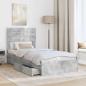 Preview: Bettrahmen mit Schubladen Beton Grau 90 x 190 cm Holzwerkstoff
