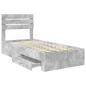 Preview: Bettrahmen Beton Grau und Silber 75 x 190 cm Holzwerkstoff
