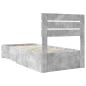 Preview: Bettrahmen Beton Grau und Silber 75 x 190 cm Holzwerkstoff