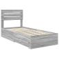Preview: Bettrahmen Graue Sonoma und Silber 75 x 190 cm Holzwerkstoff
