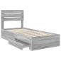 Preview: Bettrahmen Graue Sonoma und Silber 75 x 190 cm Holzwerkstoff