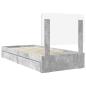Preview: Bettrahmen mit Schubladen Beton Grau 75 x 190 cm Holzwerkstoff
