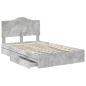 Preview: Bettrahmen mit Schubladen Beton Grau 135 x 190 cm Holzwerkstoff