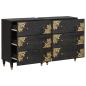 Preview: Sideboard 2 pcs Schwarz 60 x 33 x 75 cm Massivholz Mango