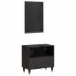 Preview: Badezimmerschrank-Set mit Tür 2 pcs Schwarz Massivholz Mango