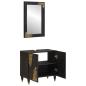 Preview: Badezimmerschrank-Set mit Tür 2 pcs Schwarz Massivholz Mango