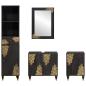 Preview: Badezimmerschrank-Set mit Tür 4 pcs Schwarz Massivholz Mango