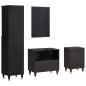 Preview: Badezimmerschrank-Set mit Tür 4 pcs Schwarz Massivholz Mango