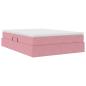 Preview: Aufbewahrungsbett mit Matratze Rosa 140 x 200 cm Samt