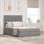 Preview: ARDEBO.de - Aufbewahrungsbett mit Matratze Taupe 140 x 200 cm Stoff
