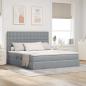 Preview: ARDEBO.de - Aufbewahrungsbett mit Matratze Hellgrau 180 x 200 cm Stoff