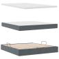 Preview: Bett mit Stauraum und LED Dunkelgrau 160 x 200 cm Samt