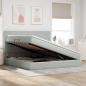 Preview: ARDEBO.de - Bett mit Stauraum und LED Hellgrau 200 x 200 cm Samt