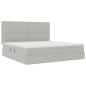 Preview: Bett mit Stauraum und LED Hellgrau 200 x 200 cm Samt