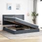 Preview: Bett mit Stauraum und LED Dunkelgrau 200 x 200 cm Samt