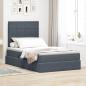 Preview: ARDEBO.de - Bett mit Stauraum und LED Dunkelgrau 120 x 200 cm Samt
