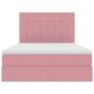 Preview: Bett mit Stauraum und LED mit Matratze Rosa 140 x 200 cm Samt