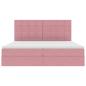 Preview: Bett mit Stauraum und LED mit Matratze Rosa 200 x 200 cm Samt