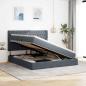 Preview: Bett mit Stauraum und LED Dunkelgrau 180 x 200 cm Samt