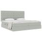 Preview: ARDEBO.de - Bett mit Stauraum und LED Hellgrau 200 x 200 cm Samt