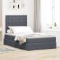 Preview: ARDEBO.de - Bett mit Stauraum und LED Dunkelgrau 120 x 190 cm Samt