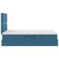 Preview: ARDEBO.de - Bett mit Stauraum und LED mit Matratze Blau 120 x 190 cm Samt