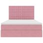 Preview: Bett mit Stauraum und LED mit Matratze Rosa 140 x 190 cm Samt