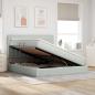 Preview: Bett mit Stauraum und LED Hellgrau 160 x 200 cm Samt