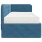 Preview: Eckbettgestell mit Matratze mit Kopfteil Blau 80 x 200 cm Samt