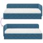 Preview: Eckbettgestell mit Matratze mit Kopfteil Blau 100 x 200 cm Samt
