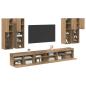 Preview: TV-Wandregal-Set Wandmontiert 7 pcs Artisan-Eiche Holzwerkstoff